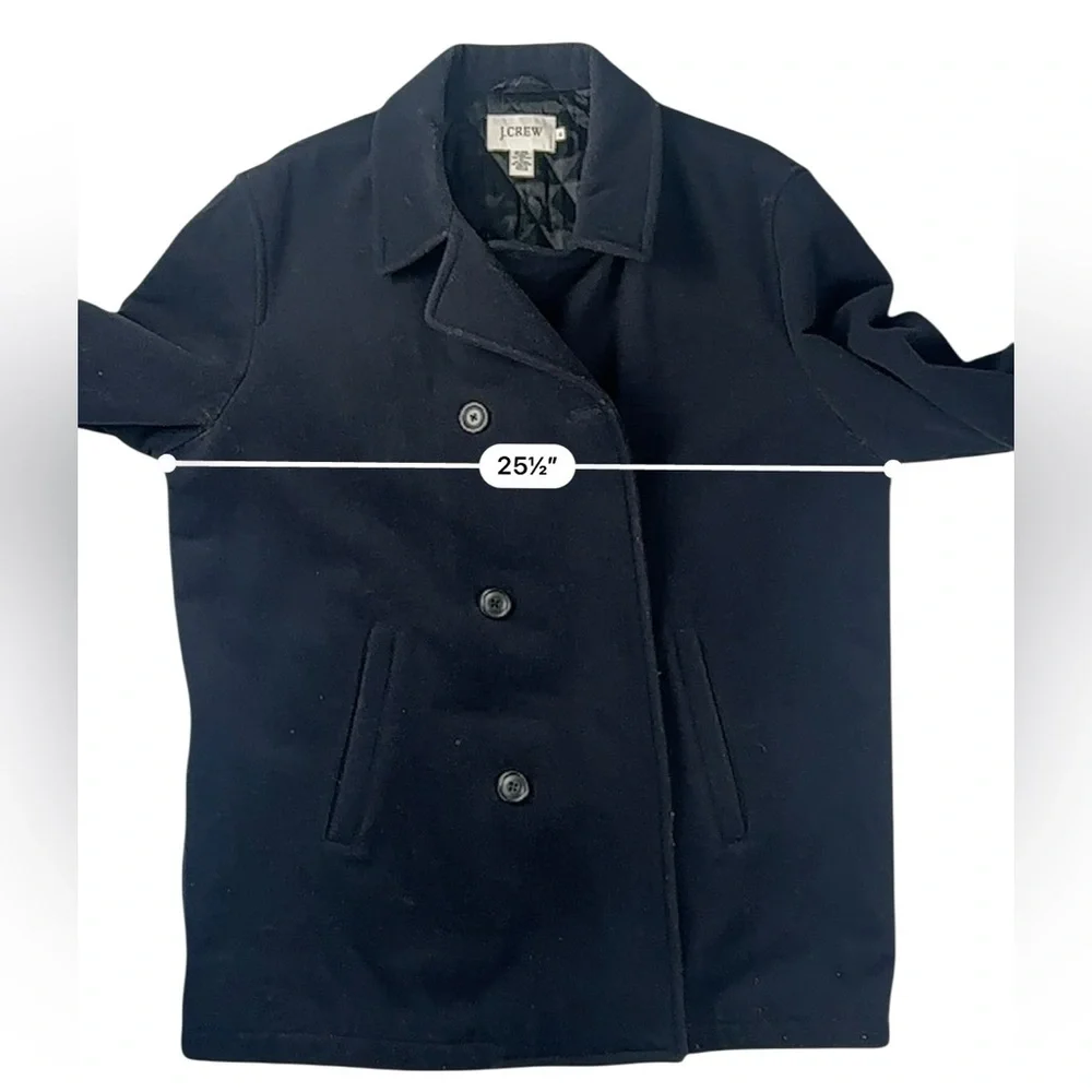 J.Crew Womens XL Black Wool Blend Peacoat – PROFESSIONALLY DRY CLEANED 9/18/2025 - Picture 12 of 17